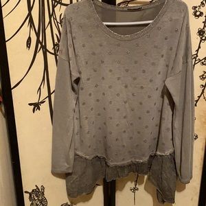 New Collection by Ronnie Salloway Women’s Blue/Gray Sparkling Polka Dot Tunic
